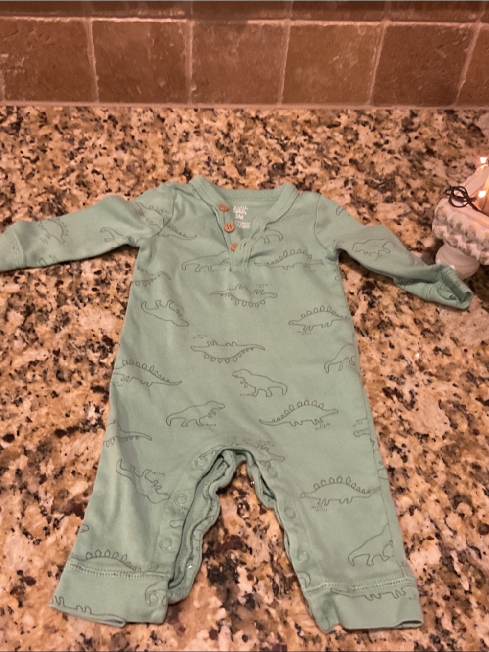 Carter's Sage Green Dino Print One-Piece Bodysuit